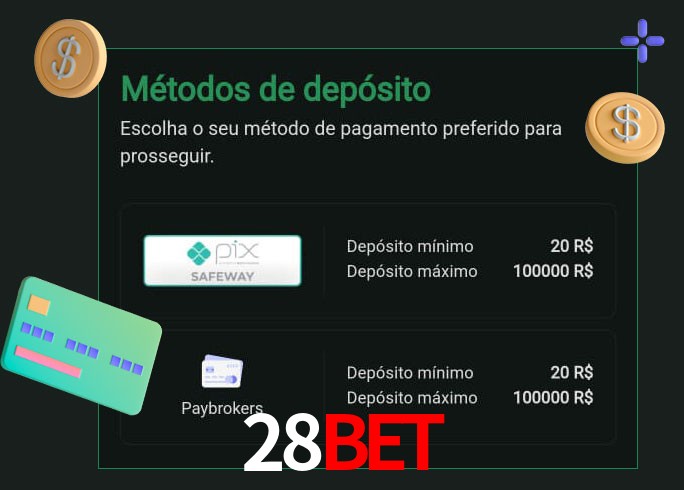O cassino 28BETbet oferece uma grande variedade de métodos de pagamento